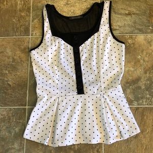 L🌺 White & Black Polka Dot SheerBlouse🌺